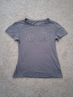 Girls With Guns Gray Shirt Deer Buck Antlers Rhinestones Size XL